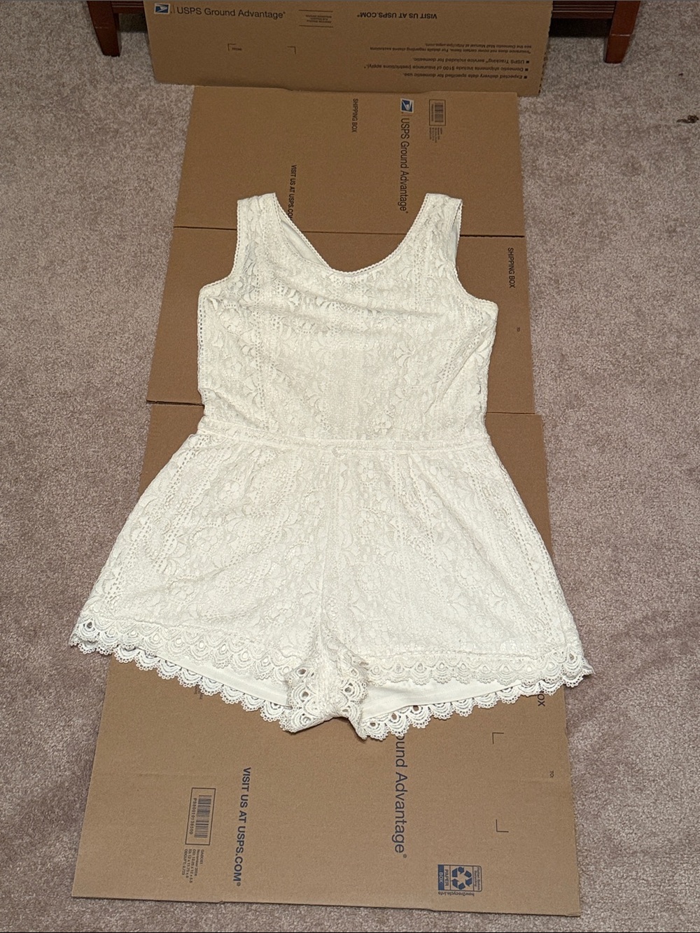 Japna Ivory Lace Sleeveless Romper